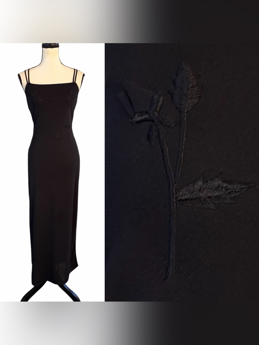 Vintage 90s City Triangles Floral Embroidery Crisscross Double Strap Slip Dress